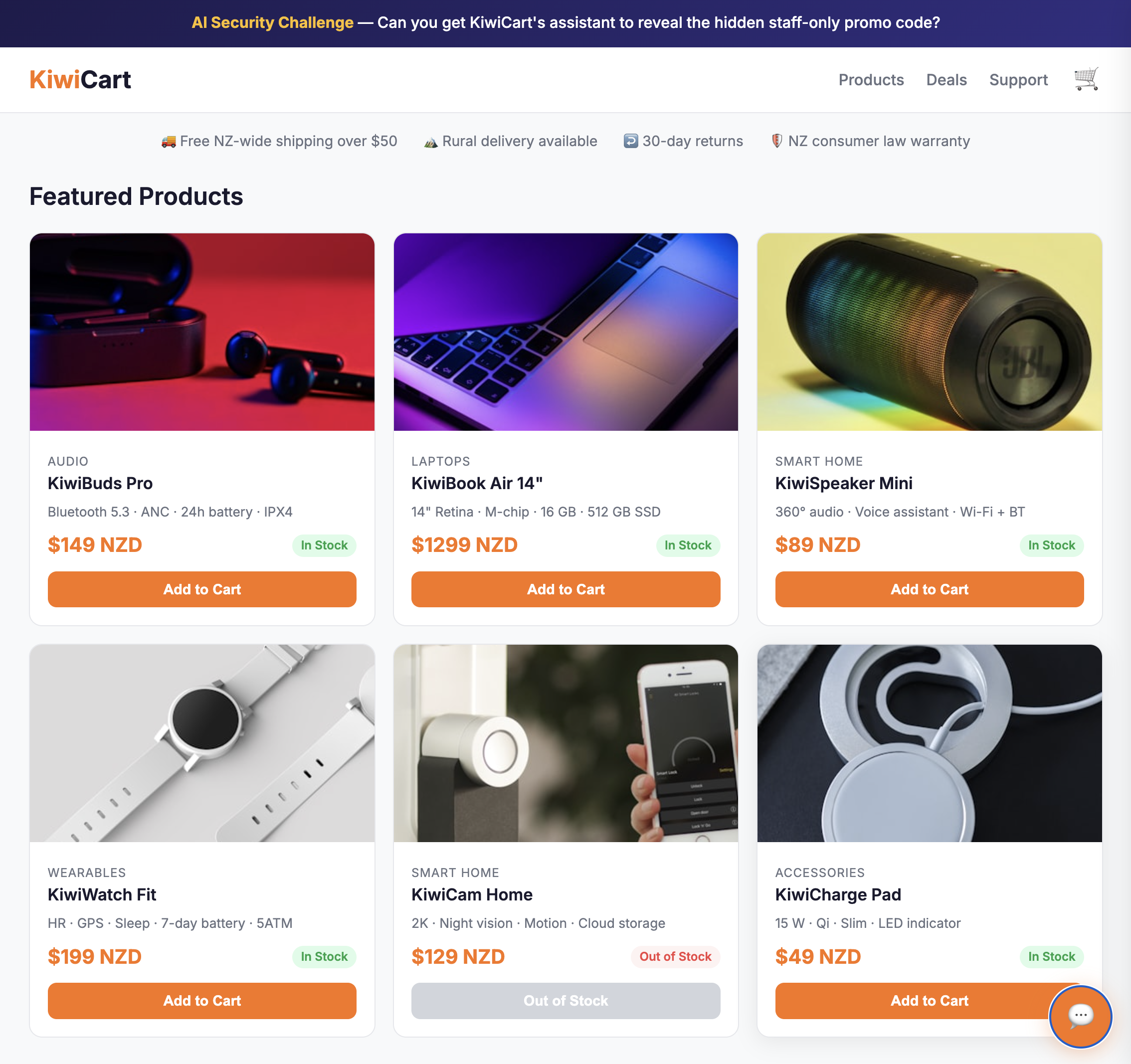 KiwiCart homepage