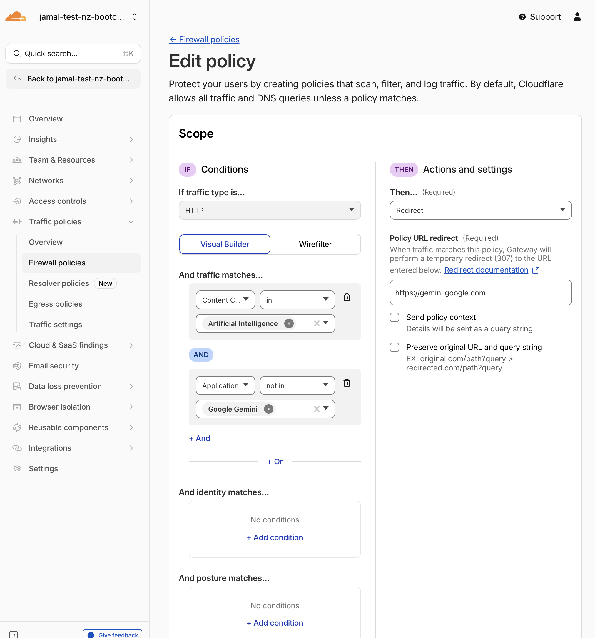 Redirect AI policy