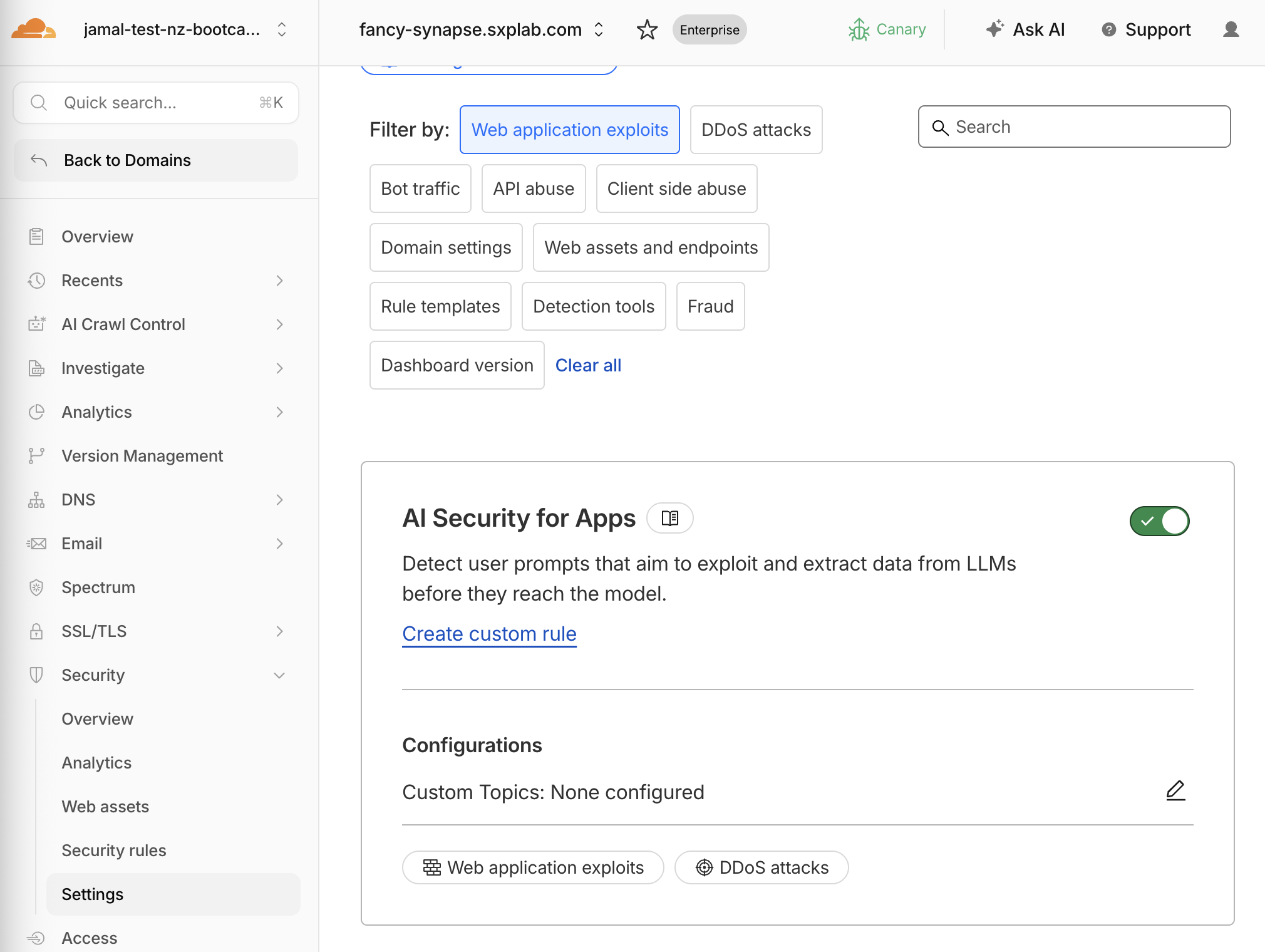 Configuration custom topics