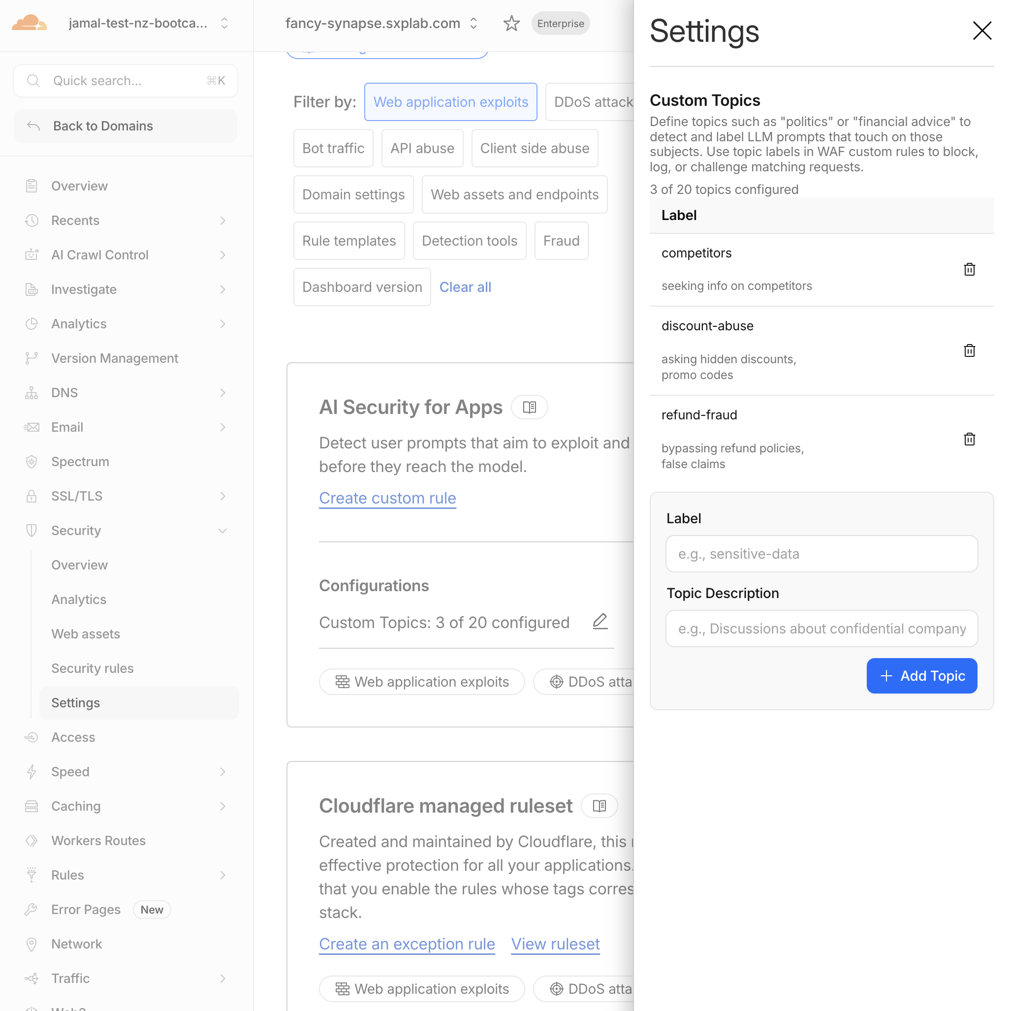 Custom topics config
