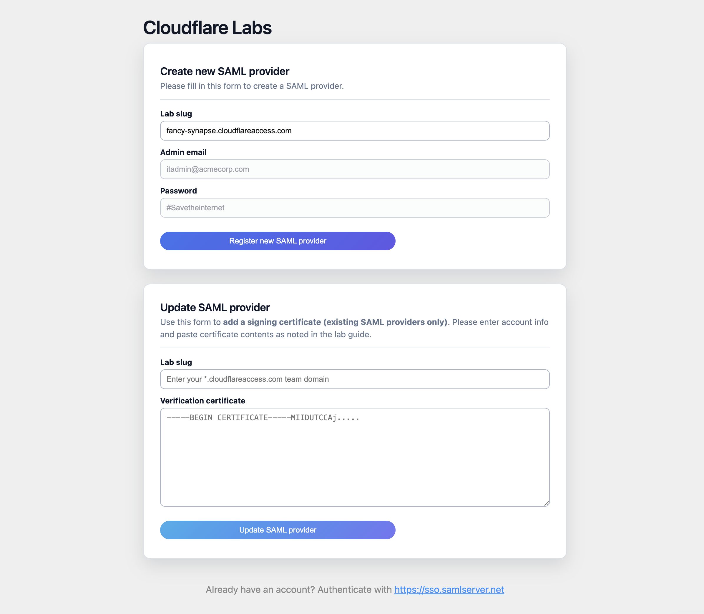 SAML registration