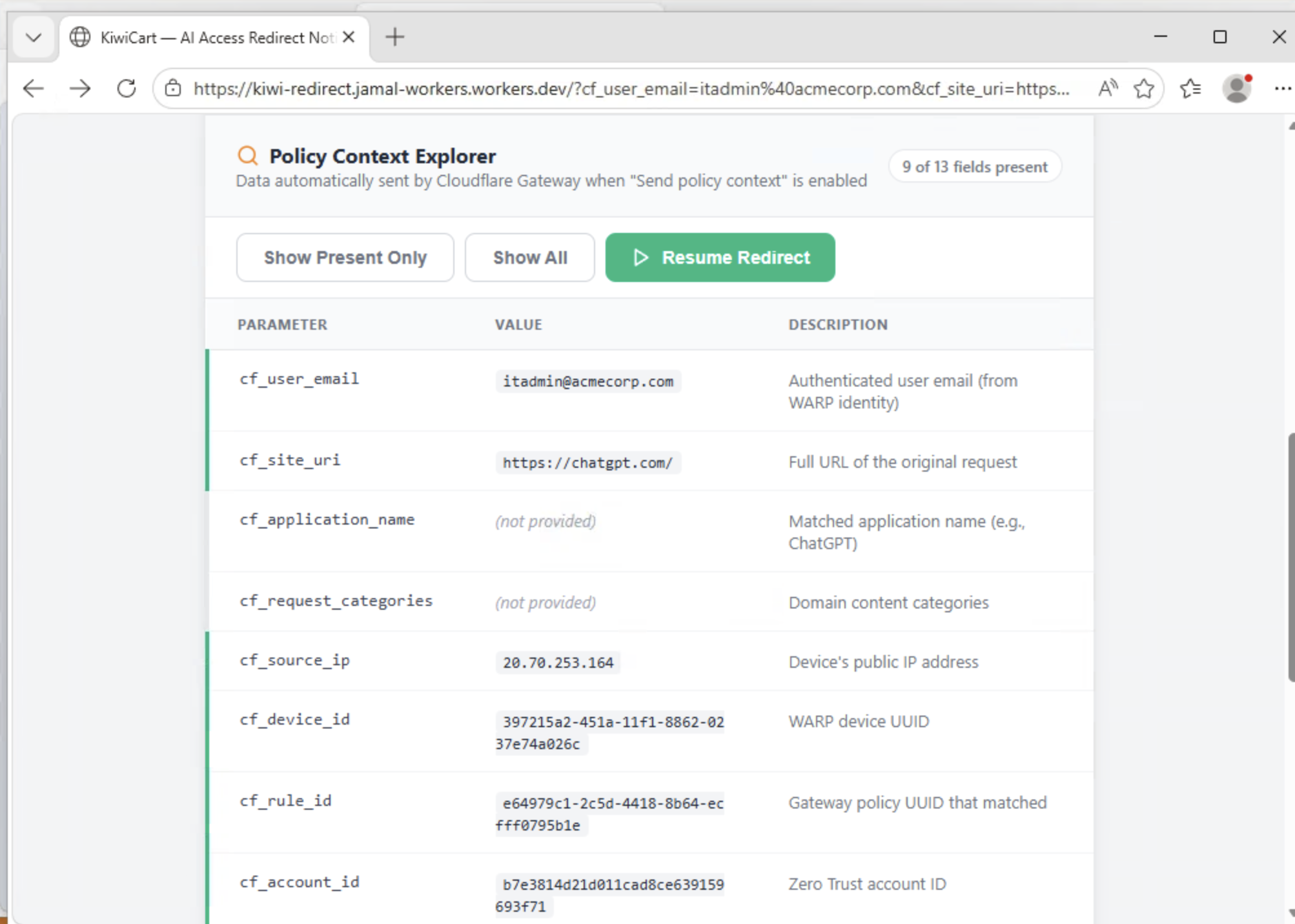 Policy context explorer
