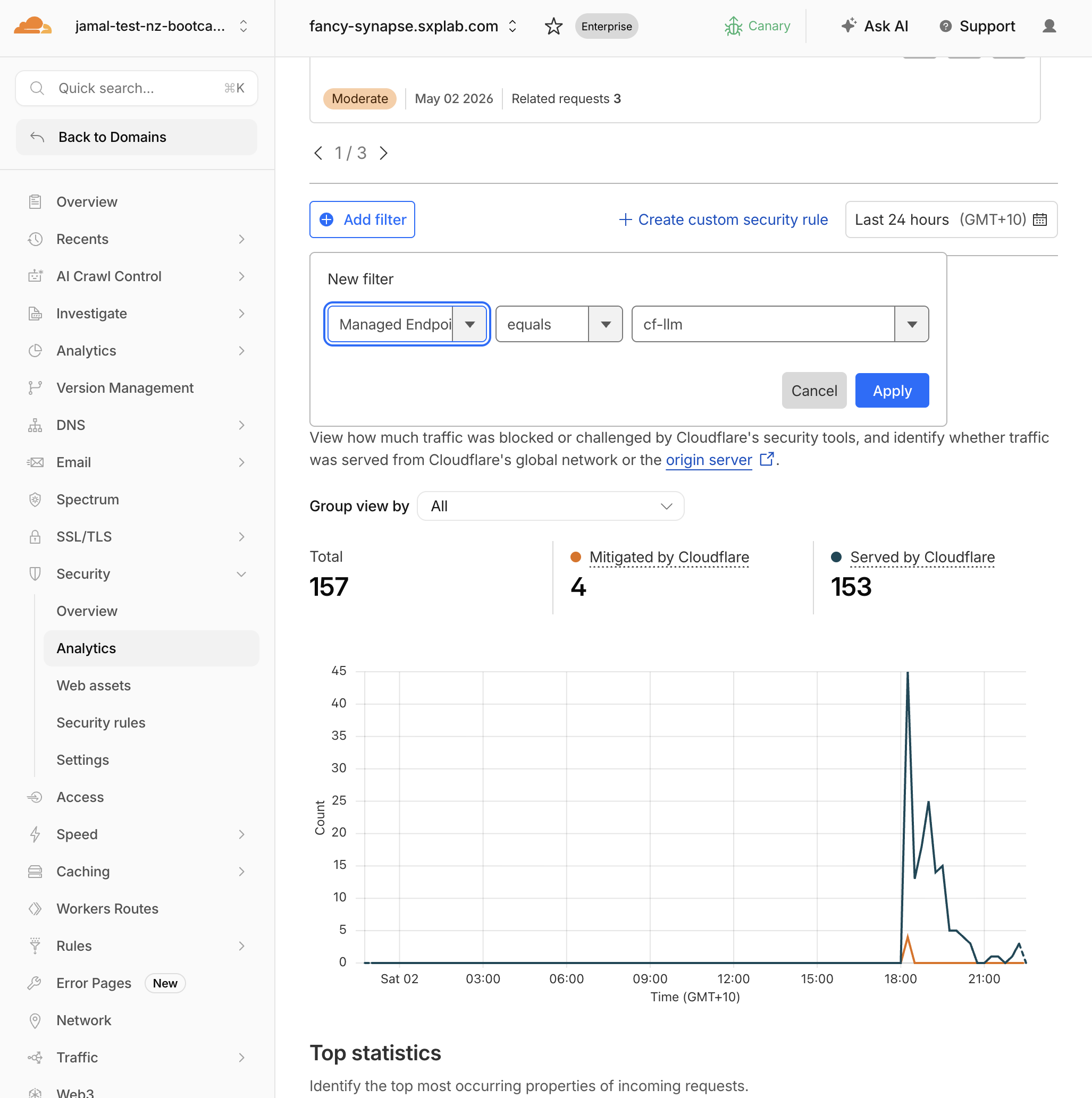 Analytics filter