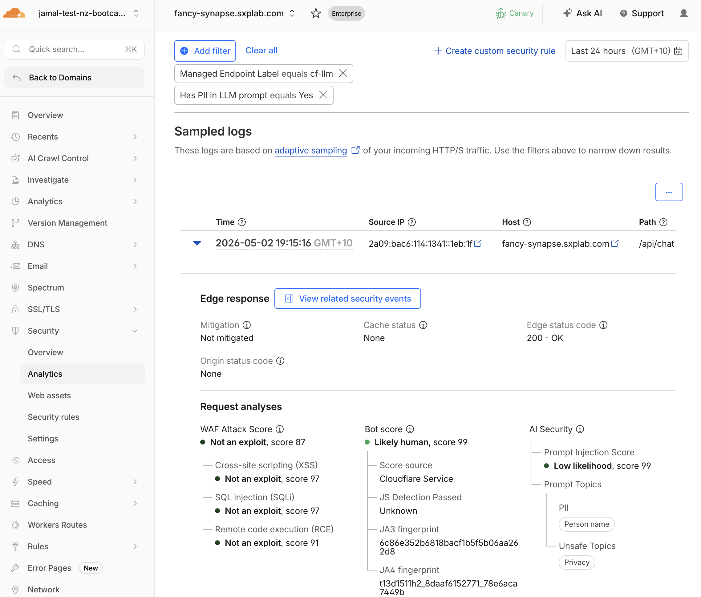 Analytics pii filter