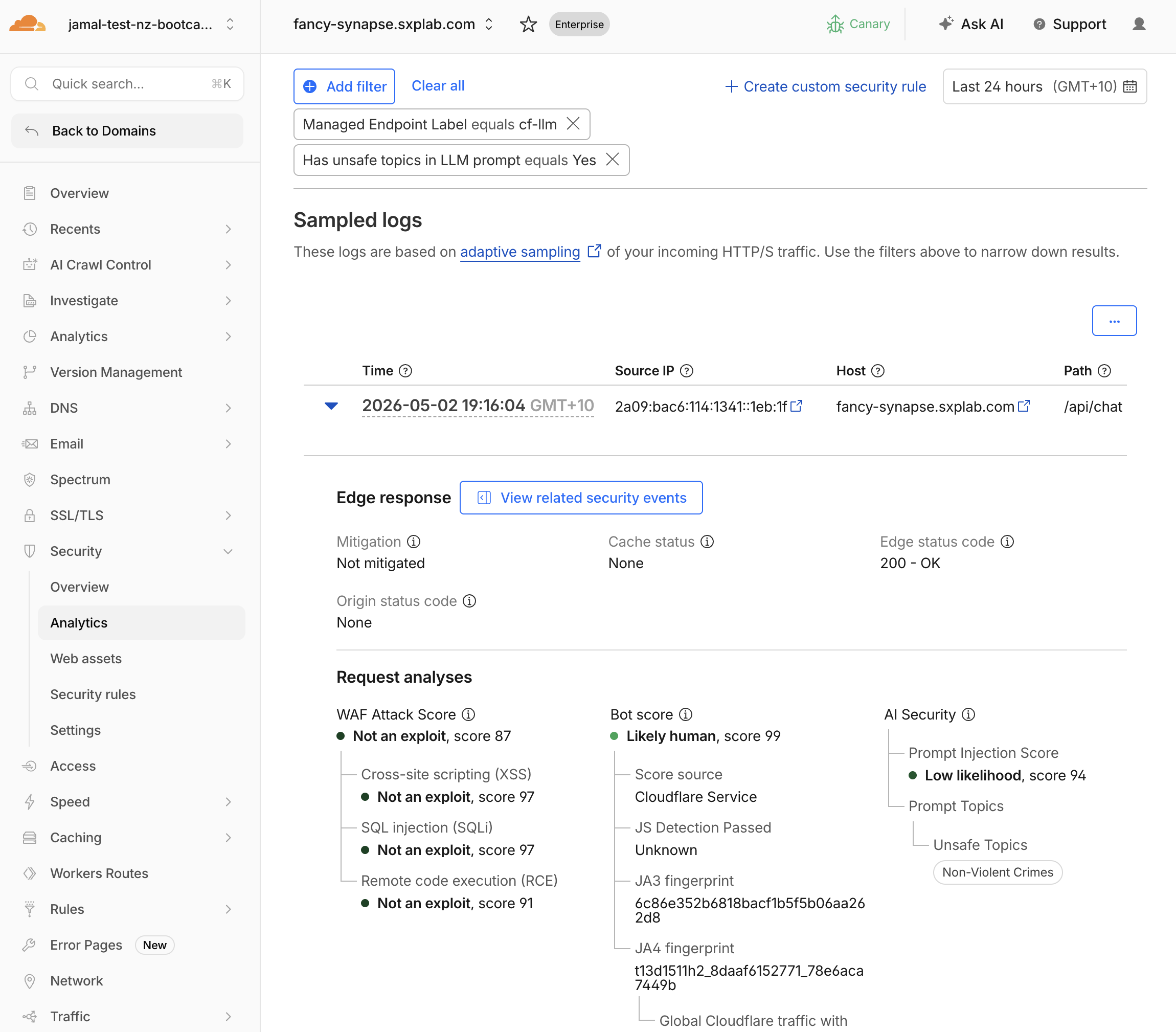Analytics unsafe topic filter
