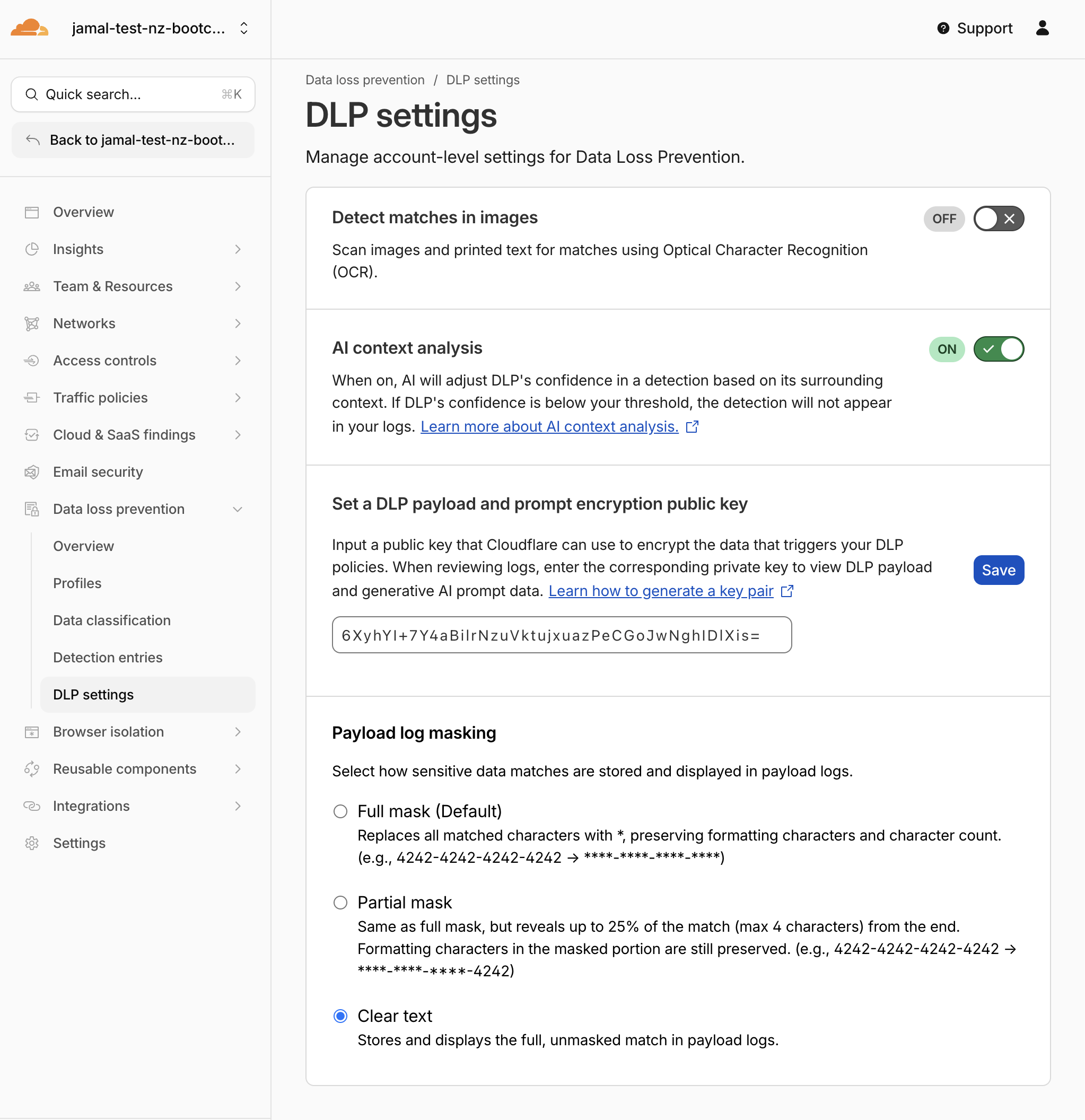 DLP payload encryption key