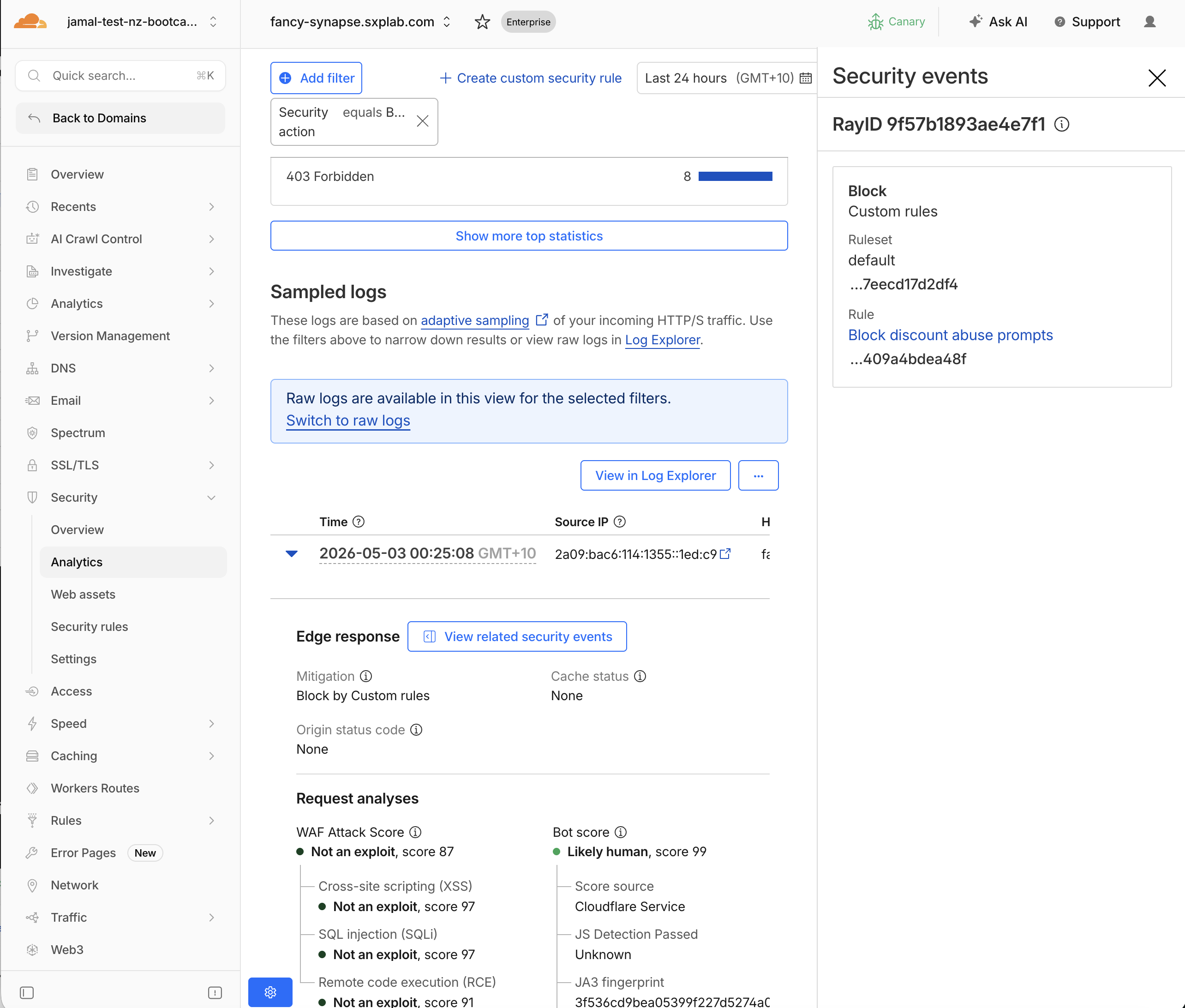 View related security events