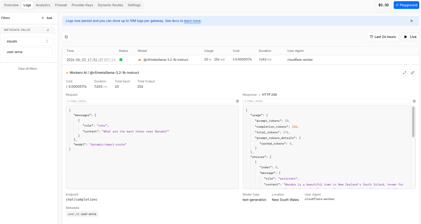 Logs showing user-anna request