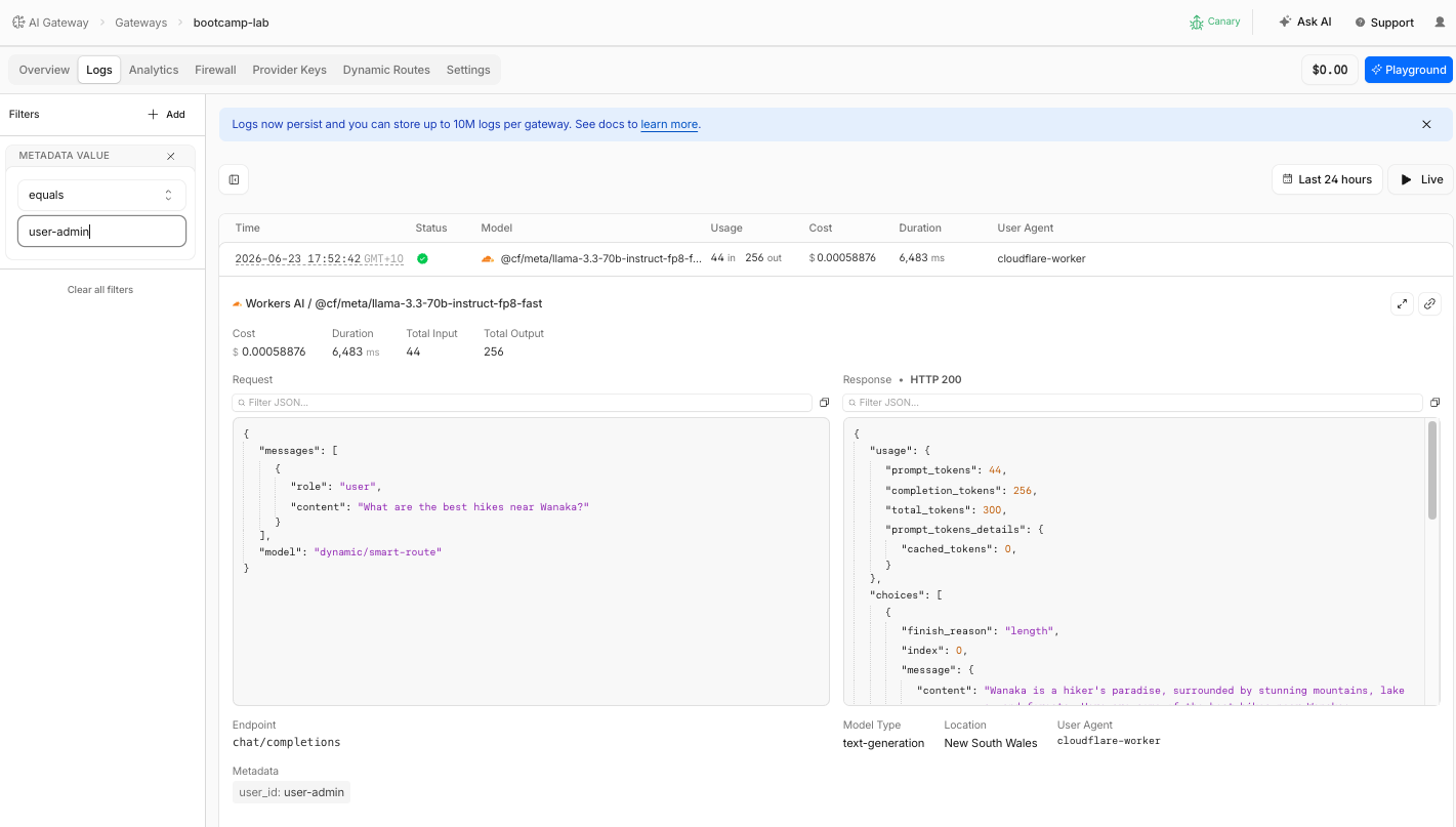 Logs showing user-admin request