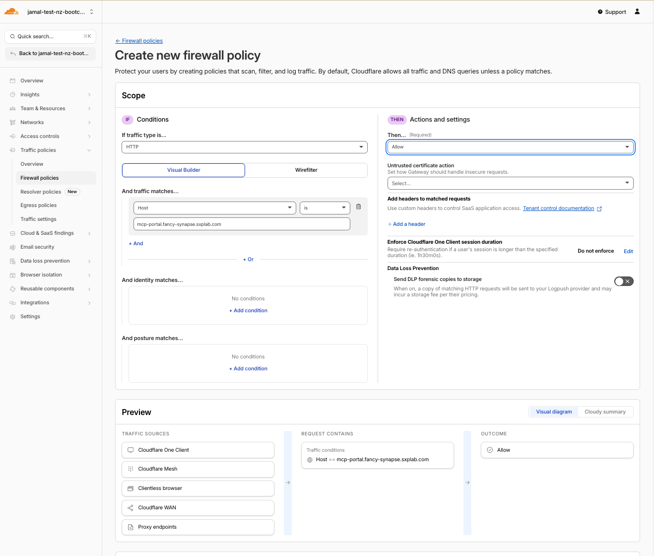 Allow policy configuration